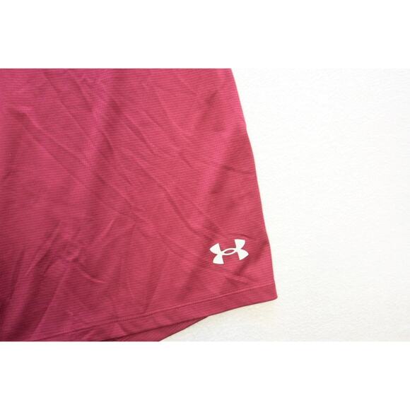 Under Armour Gym Shirt Fitted HeatGear Maroon Short Sleeve Mens Sz XL - Picture 8 of 10